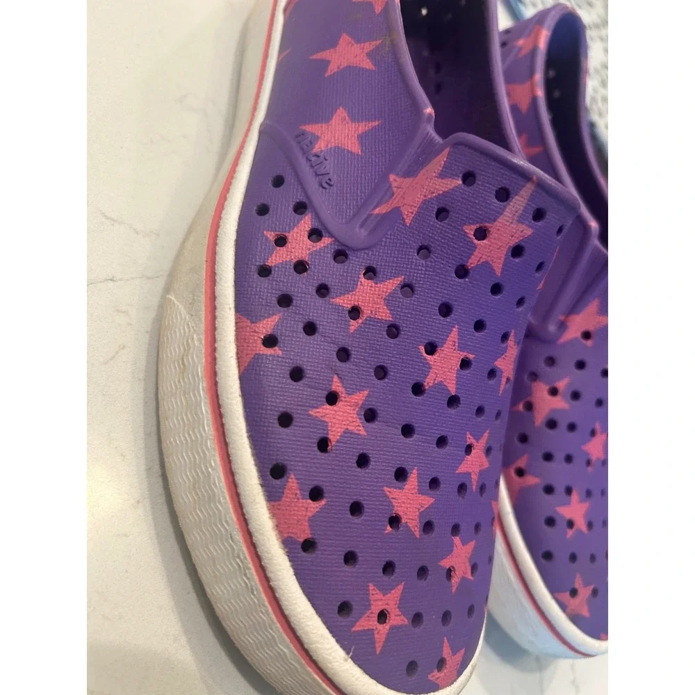 Native‎ Jefferson Sneakers Purple Pink Star Print Slip On Water Shoes Kids J3